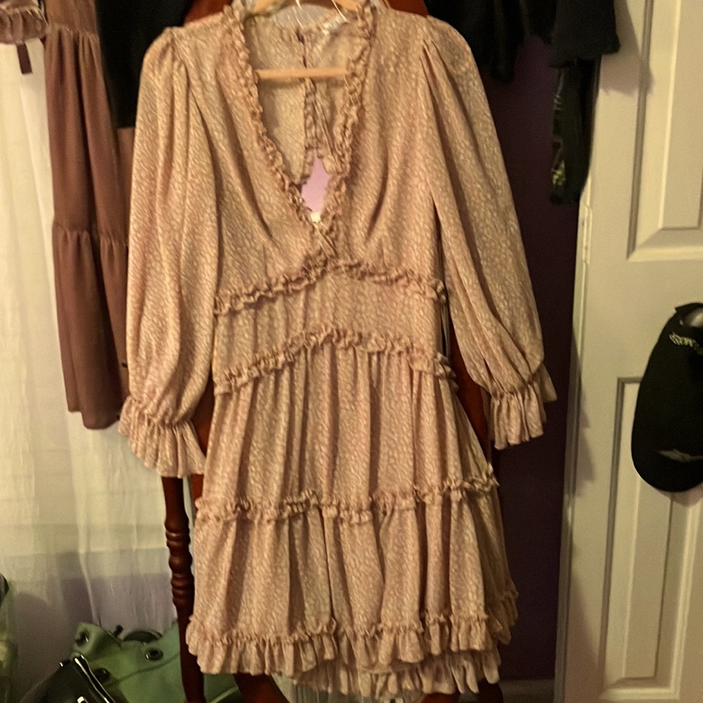 Saints & Secrets chiffon & layered ruffle dress